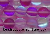 CMS1549 15.5 inches 12mm round matte synthetic moonstone beads