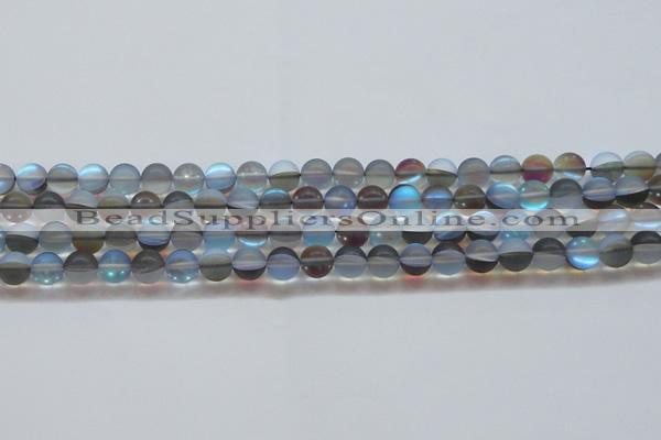 CMS1567 15.5 inches 8mm round matte synthetic moonstone beads