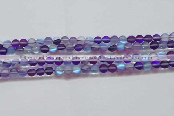 CMS1577 15.5 inches 8mm round matte synthetic moonstone beads