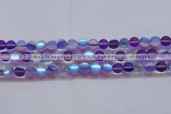 CMS1579 15.5 inches 12mm round matte synthetic moonstone beads