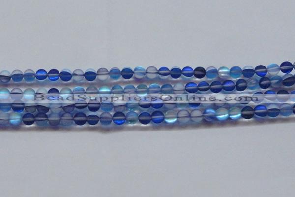 CMS1586 15.5 inches 6mm round matte synthetic moonstone beads