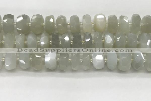 CMS1658 15.5 inches 6*13mm - 8*14mm faceted tyre moonstone beads