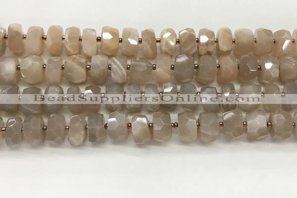 CMS1664 15.5 inches 6*10mm - 8*11mm faceted tyre moonstone beads