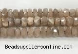 CMS1665 15.5 inches 6*12mm - 8*13mm faceted tyre moonstone beads