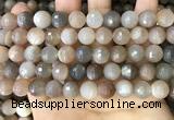 CMS1694 15.5 inches 10mm faceted round rainbow moonstone beads