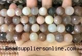 CMS1695 15.5 inches 12mm faceted round rainbow moonstone beads