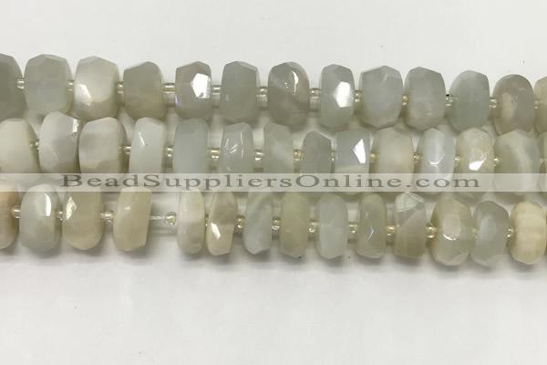 CMS1769 15.5 inches 6*12mm - 8*13mm faceted tyre moonstone beads