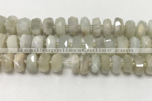 CMS1770 15.5 inches 6*13mm - 8*14mm faceted tyre moonstone beads