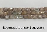 CMS1782 15.5 inches 10*12mm faceted rectangle AB-color moonstone beads