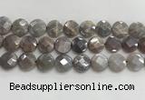 CMS1792 15.5 inches 16mm faceted coin AB-color moonstone beads