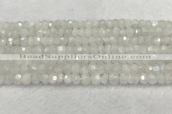 CMS1910 15.5 inches 4.5*6mm faceted rondelle white moonstone beads