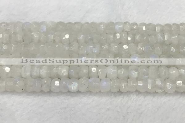 CMS1911 15.5 inches 5*8mm faceted rondelle white moonstone beads