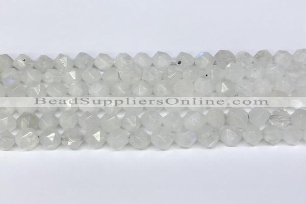 CMS2066 15.5 inches 8mm faceted nuggets white moonstone beads