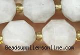 CMS2067 15 inches 9*10mm faceted white moonstone beads wholesale