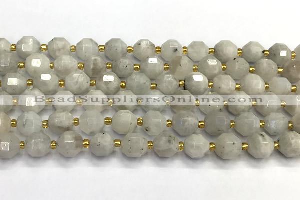 CMS2090 15 inches 9mm - 10mm faceted white moonstone beads