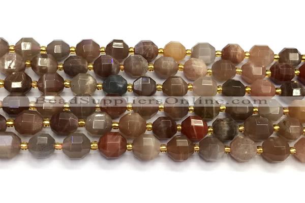 CMS2091 15 inches 9mm - 10mm faceted moonstone gemstone beads