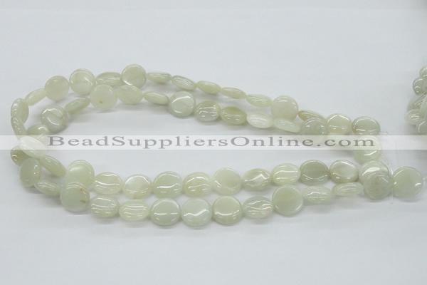 CMS210 15.5 inches 14mm flat round moonstone gemstone beads wholesale