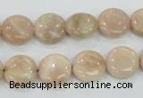 CMS22 15.5 inches 12mm flat round moonstone gemstone beads wholesale