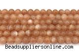 CMS2253 15 inches 10mm round orange moonstone beads wholesale