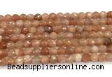 CMS2258 15 inches 6mm faceted round orange moonstone beads