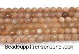 CMS2259 15 inches 8mm faceted round orange moonstone beads