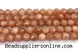 CMS2260 15 inches 10mm faceted round orange moonstone beads