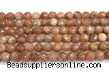 CMS2281 15 inches 8mm faceted round moonstone beads