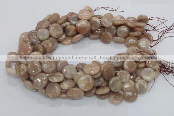 CMS24 15.5 inches 18mm flat round moonstone gemstone beads wholesale