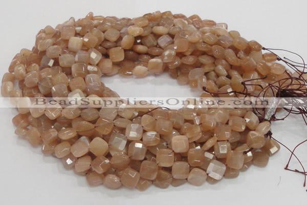 CMS41 15.5 inches 10*10mm faceted diamond moonstone gemstone beads