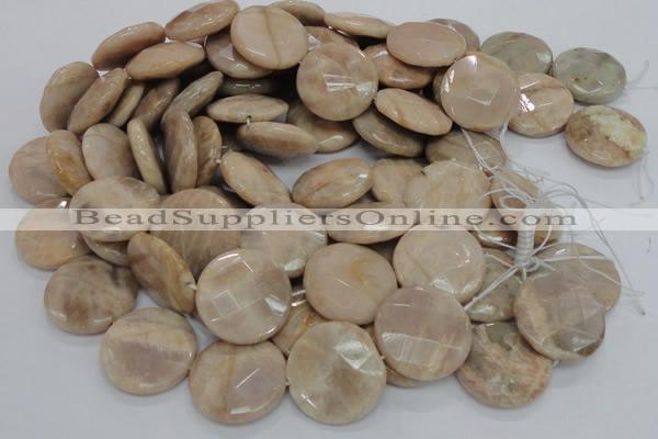 CMS48 15.5 inches 30mm faceted coin moonstone gemstone beads