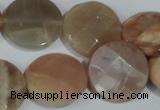 CMS558 15.5 inches 20mm faceted coin moonstone beads wholesale