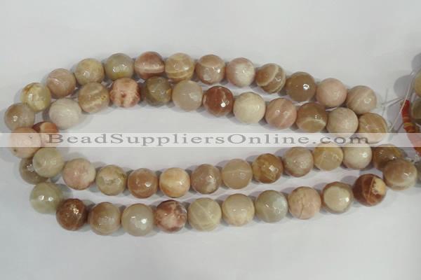 CMS575 15.5 inches 16mm faceted round moonstone beads wholesale