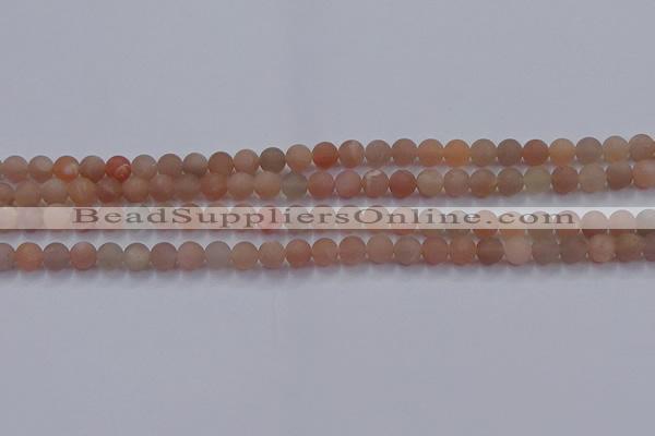 CMS611 15.5 inches 6mm round matte moonstone beads wholesale