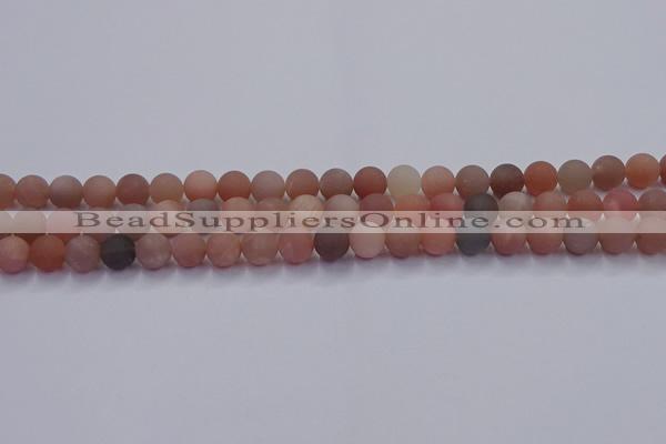 CMS612 15.5 inches 8mm round matte moonstone beads wholesale