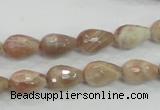 CMS88 15.5 inches 8*12mm faceted teardrop moonstone gemstone beads