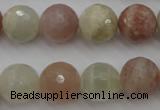 CMS882 15.5 inches 14mm faceted round moonstone gemstone beads