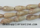 CMS90 15.5 inches 7*18mm faceted teardrop moonstone gemstone beads