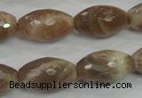 CMS93 15.5 inches 13*22mm faceted rice moonstone gemstone beads