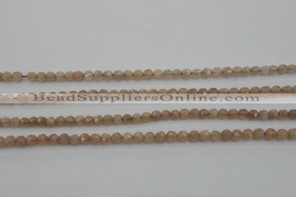 CMS940 15.5 inches 4mm faceted round A grade moonstone gemstone beads