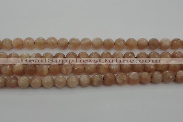 CMS942 15.5 inches 8mm faceted round A grade moonstone gemstone beads