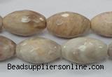 CMS96 15.5 inches 13*22mm faceted rice moonstone gemstone beads