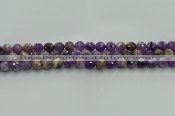 CNA1012 15.5 inches 8mm faceted round dogtooth amethyst beads