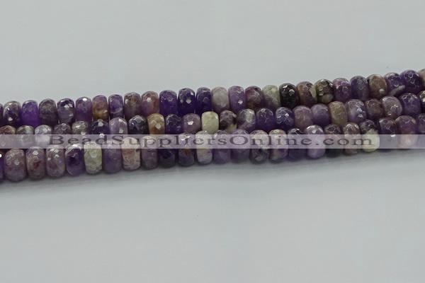 CNA1031 15.5 inches 7*12mm faceted rondelle dogtooth amethyst beads