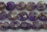 CNA1044 15.5 inches 10mm faceted coin dogtooth amethyst beads