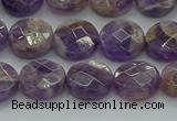 CNA1045 15.5 inches 12mm faceted coin dogtooth amethyst beads