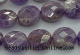 CNA1046 15.5 inches 14mm faceted coin dogtooth amethyst beads