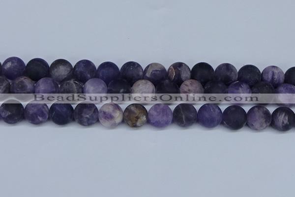 CNA1065 15.5 inches 14mm round matte dogtooth amethyst beads