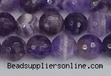 CNA1072 15.5 inches 8mm faceted round dogtooth amethyst beads