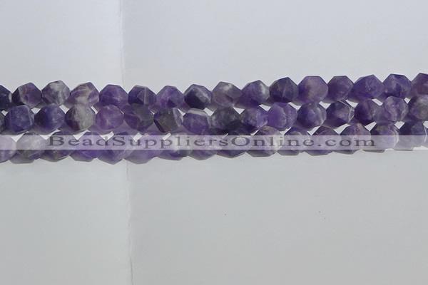 CNA1078 15.5 inches 10mm faceted nuggets matte dogtooth amethyst beads