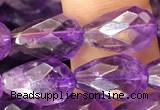 CNA1104 15.5 inches 8*12mm faceted teardrop amethyst gemstone beads